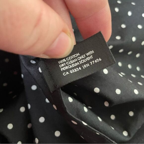 Club‎ Monaco Polka Dot Black Cotton Button Down Shirt Dress 00 - Picture 5 of 5